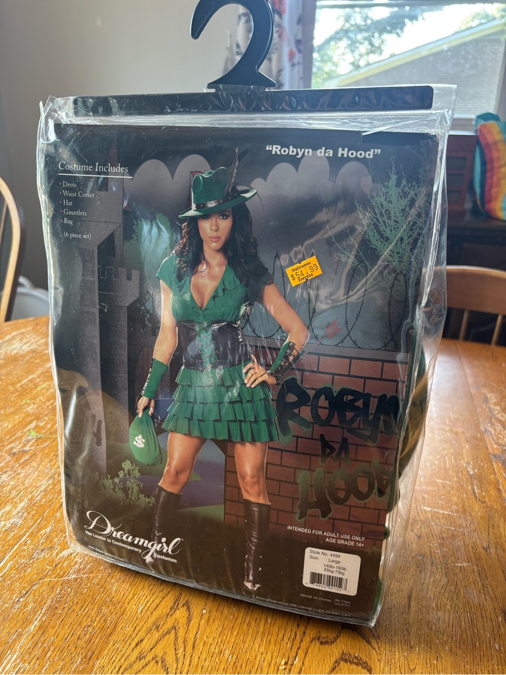 Dreamgirl 'Robyn da Hood' Women's Costume with Hat and Corset Size Large